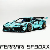 1: 8 Ferrari SF90XX Building Sets, Electroplating Tiffany Blue Customized Version (3982Pcs)